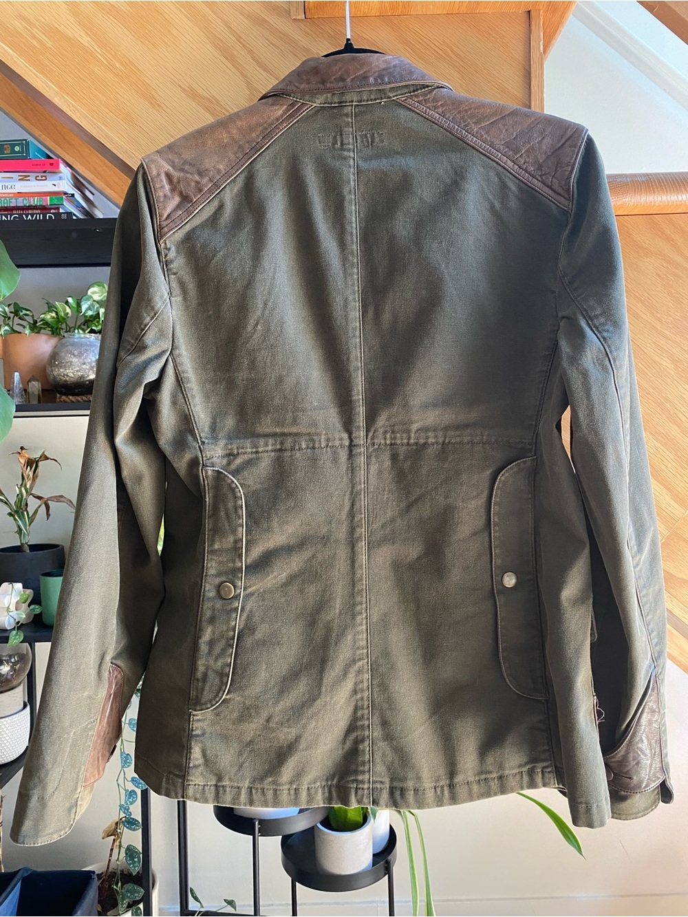 Ralph Lauren Olive Green Cotton Utility Blazer with Brown Leather Accents - Picture 2 of 7